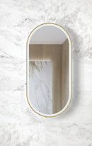 OTTI NOOSA FRAMED OVAL LED MIRROR 3 COLOUR LIGHTS BRUSHED GOLD 450X900MM