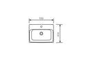 JOHNSON SUISSE GEMELLI RECTANGLE SEMI-INSET BASIN WHITE 550MM