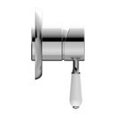 NERO YORK SHOWER MIXER WITH WHITE PORCELAIN LEVER 100MM CHROME