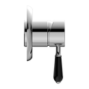 NERO YORK SHOWER MIXER WITH BLACK PORCELAIN LEVER 100MM CHROME