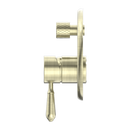 NERO YORK SHOWER MIXER DIVERTER WITH METAL LEVER 160MM AGED BRASS
