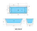 POSEIDON AVIS BACK TO WALL NF BATHTUB GLOSS WHITE (AVAILABLE IN 1575MM AND 1700MM)