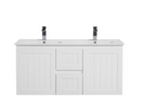 CETO ACACIA SHAKER MATTE WHITE 1200MM DOUBLE BOWL WALL HUNG VANITY
