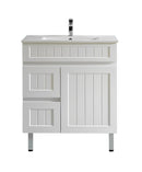 CETO ACACIA SHAKER MATTE WHITE 750MM FLOOR STANDING VANITY (AVAILABLE IN LEFT HAND DRAWER AND RIGHT HAND DRAWER)