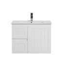 CETO ACACIA SHAKER MATTE WHITE 750MM SINGLE BOWL WALL HUNG VANITY (AVAILABLE IN LEFT AND RIGHT HAND DRAWER)