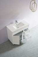 CETO ACACIA SHAKER MATTE WHITE 900MM SINGLE BOWL FLOOR STANDING VANITY (AVAILABLE IN LEFT AND RIGHT HAND DRAWER)