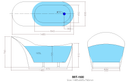 POSEIDON BEVEL FREE STANDING BATH NF GLOSS WHITE (AVAILABLE IN 1400MM, 1500MM AND 1700MM)