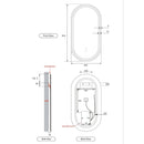 AULIC BEAU MONDE LED MIRROR GUN METAL 3 COLOUR LIGHTS 450X900MM