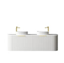 OTTI BONDI MATTE WHITE FLUTED 1500MM CURVE DOUBLE BOWL WALL HUNG VANITY