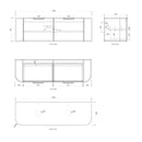 OTTI BONDI MATTE WHITE FLUTED 1500MM CURVE DOUBLE BOWL WALL HUNG VANITY