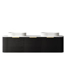 OTTI BONDI BLACK OAK 1800MM CURVE DOUBLE BOWL WALL HUNG VANITY