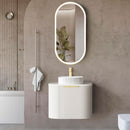 OTTI BONDI MATTE WHITE FLUTED 600MM CURVE SINGLE BOWL WALL HUNG VANITY