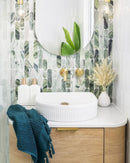 OTTI BONDI NATURAL OAK 900MM CURVE SINGLE BOWL WALL HUNG VANITY