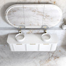 OTTI HAMPSHIRE SATIN WHITE 1800MM CURVE DOUBLE BOWL WALL HUNG VANITY