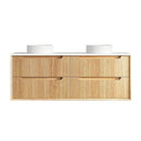 OTTI BYRON WOODLAND OAK FLUTED 1500MM DOUBLE BOWL WALL HUNG VANITY
