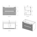 OTTI BYRON WOODLAND OAK FLUTED 900MM SINGLE BOWL WALL HUNG VANITY