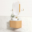 OTTI BONDI WOODLAND OAK FLUTED 750MM CURVE SINGLE BOWL WALL HUNG VANITY