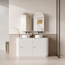 AULIC CURVA CURVED MATTE WHITE 1500MM DOUBLE BOWL FLOOR STANDING VANITY W/ QUADRO HETTICH RUNNERS
