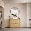 AULIC VARCELLI CURVED HARVEST OAK 1200MM SINGLE BOWL FLOOR STANDING VANITY W/ QUADRO HETTICH RUNNERS