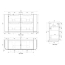 AULIC VARCELLI CURVED HARVEST OAK 1500MM DOUBLE BOWL FLOOR STANDING VANITY W/ QUADRO HETTICH RUNNERS