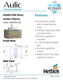 Aulic Hamilton Wall Hung Vanity 750mm