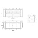 AULIC VARCELLI TIER CURVED HARVEST OAK 1500MM DOUBLE BOWL WALL HUNG VANITY W/ QUADRO HETTICH RUNNERS