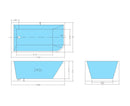 POSEIDON LEFT CORNER MULTI-FIT BATHTUB GLOSS WHITE (AVAILABLE IN 1400MM, 1500MM AND 1700MM)