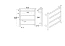 Square Chrome Electric Heated Towel Rack 4 Bars