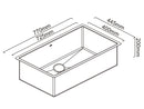 ABEY PIAZZA SQUARE SINGLE BOWL KITCHEN SINK STAINLESS STEEL 770MM