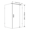 BELLA VISTA KENDRA FRAMELESS OVERLAPPED FRONT AND RETURN PANEL SHOWER SCREEN  BLACK