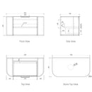 OTTI BONDI MATTE WHITE FLUTED 900MM CURVE SINGLE BOWL WALL HUNG VANITY