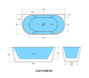 POSEIDON ELIVIA BACK TO WALL NF BATHTUB GLOSS BLACK AND GLOSS WHITE (AVAILABLE 1500MM AND 1700MM)