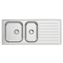 ABEY EURONOX 1 & 1/2 BOWL KITCHEN SINK STAINLESS STEEL 1160MM