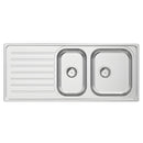 ABEY EURONOX 1 & 1/2 BOWL KITCHEN SINK STAINLESS STEEL 1160MM