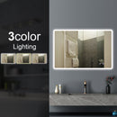 1500x800mm Curved Rim Rectangle 3 Color Lighting LED Mirror Touch Sensor Switch Defogger Pad Wall Mounted Vertical or Horizontal