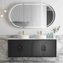 OTTI LAGUNA BLACK AMERICAN OAK 1500MM DOUBLE BOWL WALL HUNG VANITY