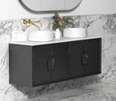 OTTI LAGUNA BLACK AMERICAN OAK 1500MM DOUBLE BOWL WALL HUNG VANITY