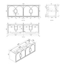 OTTI LAGUNA NATURAL AMERICAN OAK 1500MM DOUBLE BOWL WALL HUNG VANITY