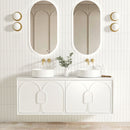 OTTI LAGUNA SATIN WHITE 1500MM DOUBLE BOWL WALL HUNG VANITY