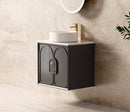 OTTI LAGUNA BLACK AMERICAN OAK 600MM SINGLE BOWL WALL HUNG VANITY