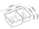ABEY LUCIA 1 & 1/3 DOUBLE BOWL KITCHEN SINK STAINLESS STEEL 608MM