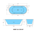 POSEIDON ELIVIA BACK TO WALL BATHTUB MATTE BLACK AND MATTE WHITE (AVAILABLE IN 1400MM, 1500MM AND 1700MM)