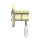 NERO YORK SHOWER MIXER WITH WHITE PORCELAIN LEVER 100MM AGED BRASS
