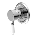 NERO YORK SHOWER MIXER WITH WHITE PORCELAIN LEVER 100MM CHROME