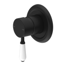 NERO YORK SHOWER MIXER WITH WHITE PORCELAIN LEVER 100MM MATTE BLACK