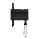 NERO YORK SHOWER MIXER WITH WHITE PORCELAIN LEVER 100MM MATTE BLACK