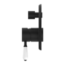 NERO YORK SHOWER MIXER DIVERTER WITH WHITE PORCELAIN LEVER 160MM MATTE BLACK
