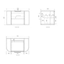 OTTI BONDI BLACK OAK 750MM SINGLE BOWL CURVE WALL HUNG VANITY