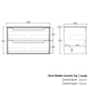 OTTI BYRON BLACK OAK 900MM SINGLE BOWL WALL HUNG VANITY
