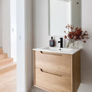 OTTI BYRON NATURAL OAK 600MM SINGLE BOWL WALL HUNG VANITY